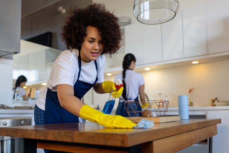 Professional Cleaners cleaning residential Kitchen